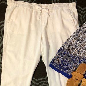 Old Navy White Linen Capris